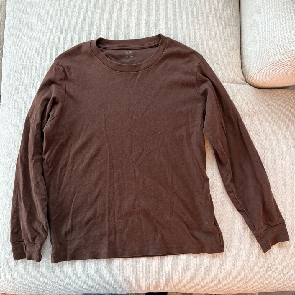 Uniqlo Men's Chocolate Long Sleeve Tee